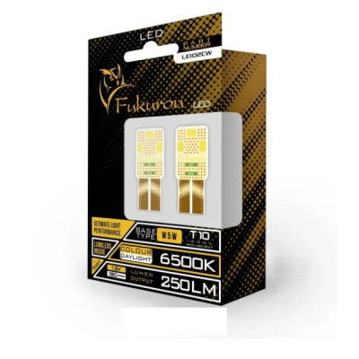 Светодиод Fukurou T10 250lm, W5W, 12V, 6500K (компл. 2шт)