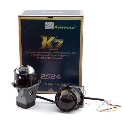 Светодиодные линзы Aozoom K7 Dragon Knight New 2024 (III пок.), 3.0 55W/82W, 2 чипа, 12v, Hella 3R