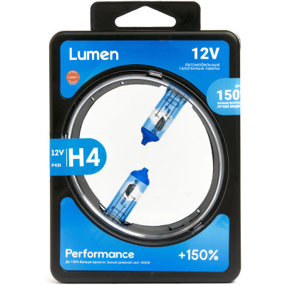 Лампа галогенная Lumen +150% H4 (P43t) 60/55W