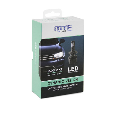 Светодиодная лампа MTF DYNAMIC VISION LED, H4/19, 28W, 2500lm, 5500K (30-28) (компл. 2шт)