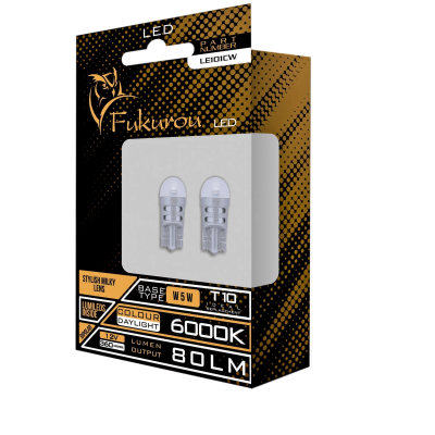 Светодиод Fukurou T10, W5W, 12V, 6000K (компл. 2шт)