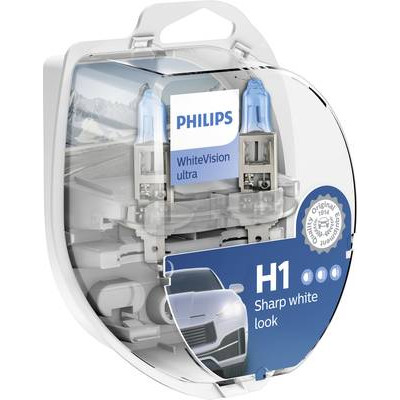 Лампа галогенная Philips White Vision Ultra H1 (P14,5s) 12V 55W (2шт.)