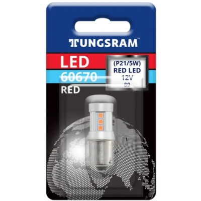 !РАСПРОДАЖА! Светодиодная лампа Tungsram (GE) LED RED P21/5W (1 шт. блистер) 180*, разноуровн