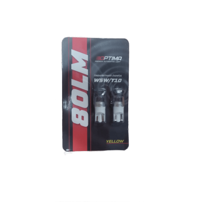Светодиод Optima Premium 80Lm, YELLOW, W5W (T10) LG Chip 1W, 12V (компл. 2шт)