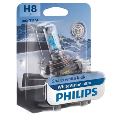 !РАСПРОДАЖА! Лампа галогенная Philips H8 White Vision ultra (PGJ19-1) 12V 35W блистер (1шт.)