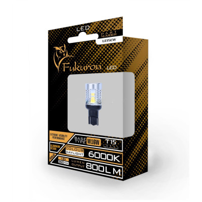 Светодиод Fukurou T15, W16W, 12-24V, 6000K, Биполярные