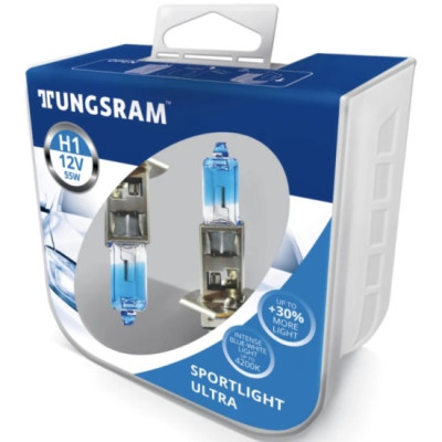 !РАСПРОДАЖА! Лампа галогенная Tungsram Sportlight Ultra H1, 12V, 55W (упаковка 2шт.)
