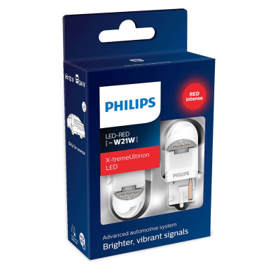 !РАСПРОДАЖА! Светодиод Philips W21W 2.1W RED X-tremeUltinon LED gen2 12V (2 шт)