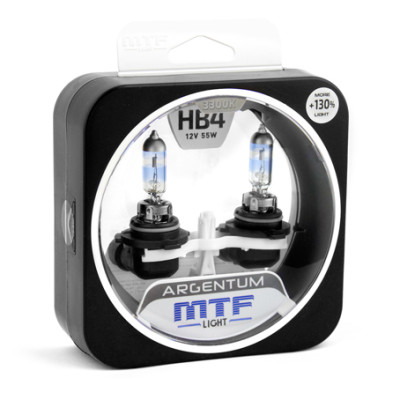 !РАСПРОДАЖА! Лампа галогенная MTF Light Argentum +130% HB4 (9006), 12V, 55W (2 шт.)