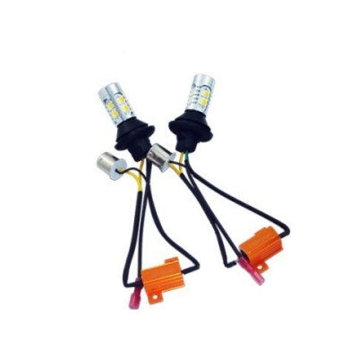 Светодиод DIXEL LED S25 (1156 150" смещенный) SMD (5630) (Линза) Белый+Желтый + проводка 12V