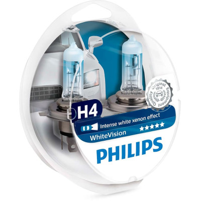 Лампа галогенная Philips White Vision H4 (P43t) 12V 60/55W +W5W (2шт.)