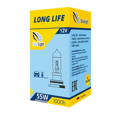 !РАСПРОДАЖА! Лампа галогенная Clearlight Н1 LongLife 12V 55W