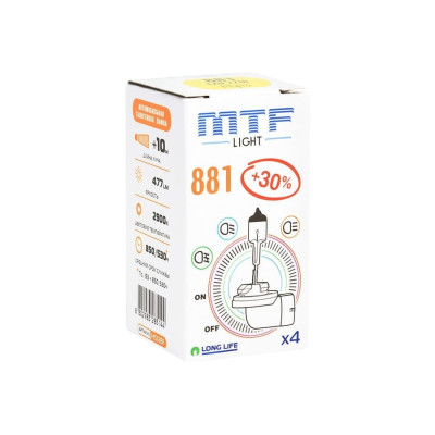 Лампа галогенная MTF Standard +30% H27 12v 881 27w