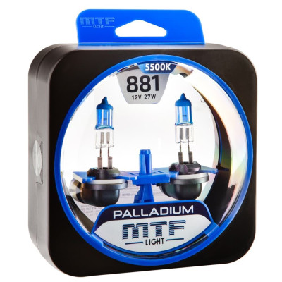 !РАСПРОДАЖА! Лампа галогенная MTF Light Palladium New H27 881 12V 27W (2шт.)
