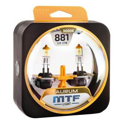!РАСПРОДАЖА! Лампа галогенная MTF Light Aurum NEW H27/881 12V 27W (2шт.)